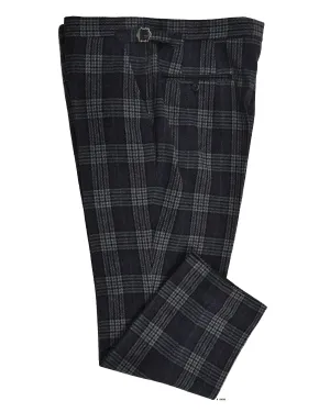 Basic Style Cerruti Blue Green Wool Plaid Pants