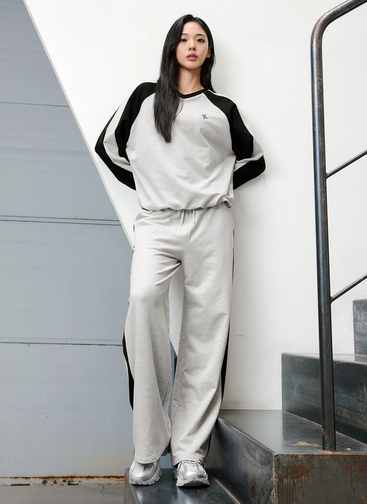 Sporty Track Wide Pants Semi Formal
