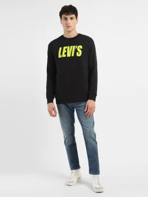 Men's Brand Logo Crew Neck Sweatshirt French Terry Cloth Trendy Style