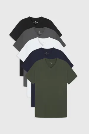 Athletic Fit Foundation V-Neck 5-Pack ZeroDistressFinish