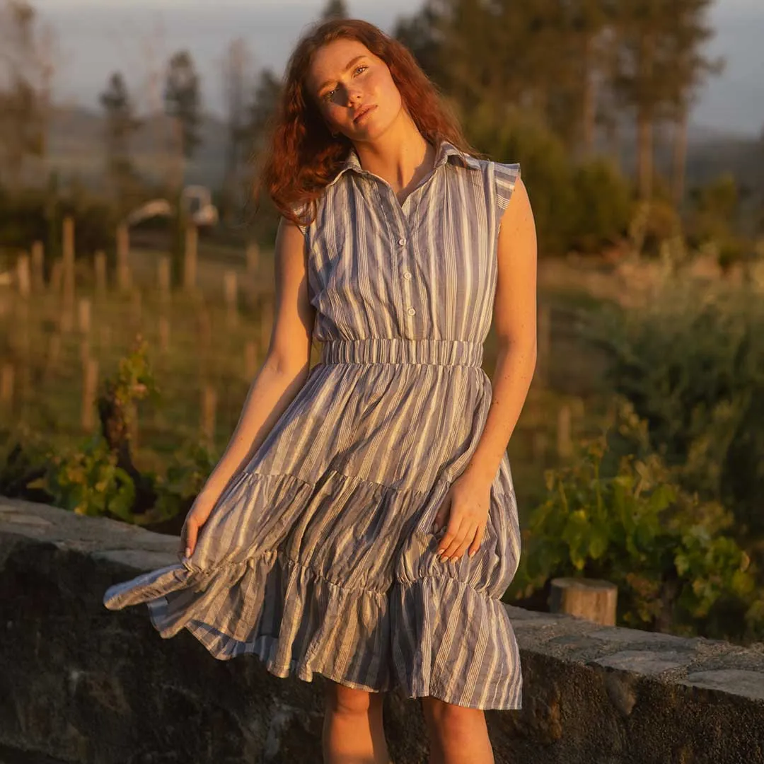 Eden Dress, Blue HighNeckStyle WeightlessLayeringPiece