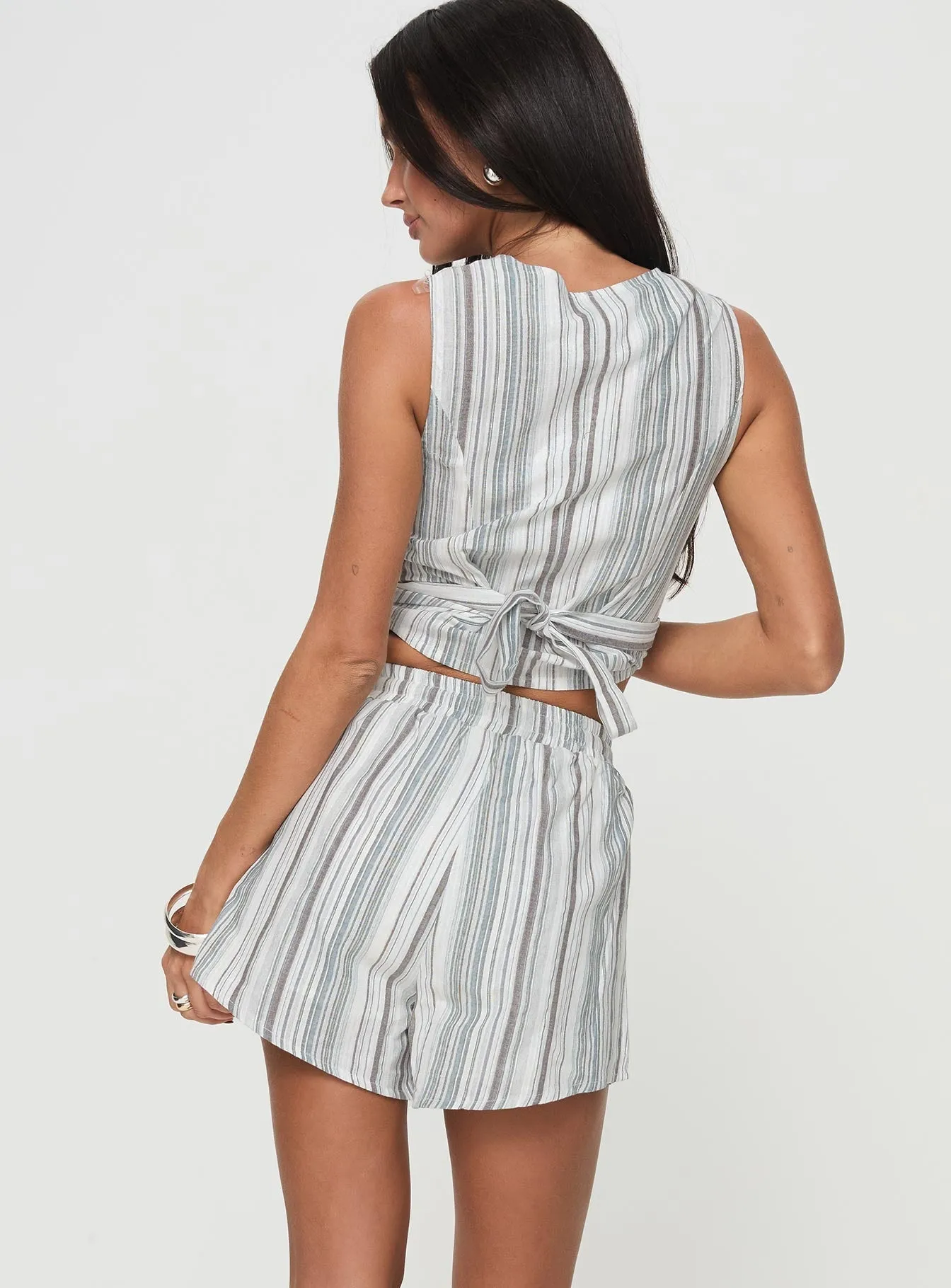 EcoFriendly Material NonIrritating Seams Flutters Shorts White / Blue Stripe