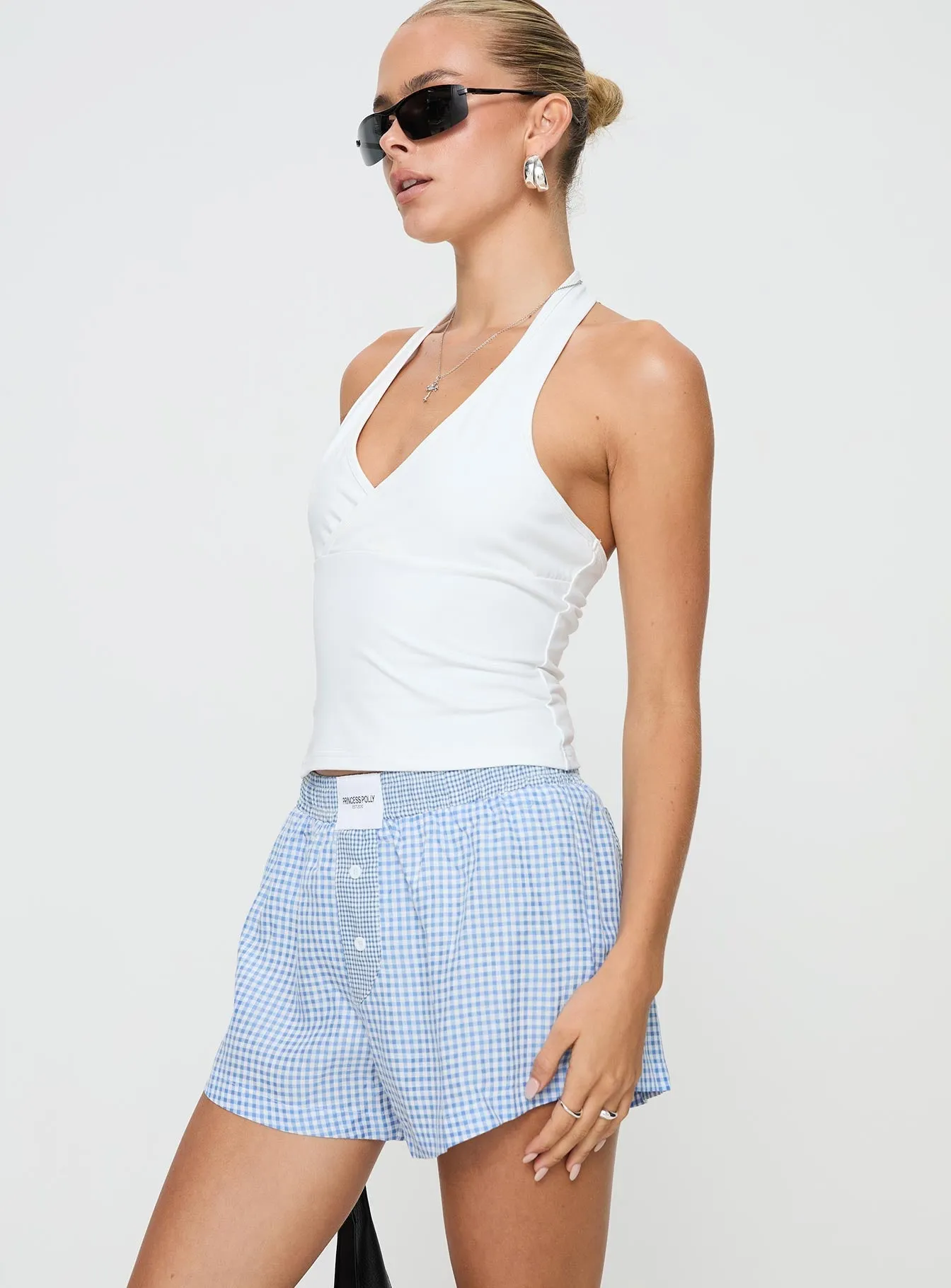 Back To It Boxer Shorts Blue Gingham AntiBacterialTextile