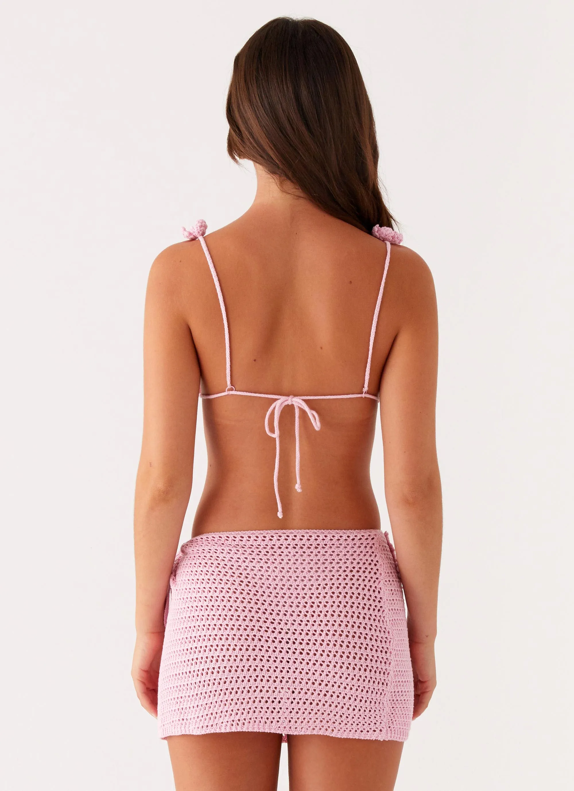 Palazzo Crochet Wrap Skirt - Pink Fashionable Design Light Fall