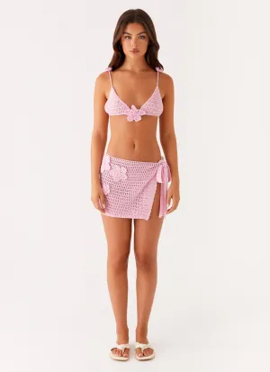 Art Spirit Palazzo Crochet Wrap Skirt - Pink