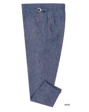Flared bottom Solbiati Denim Blue Linen Dress Pant