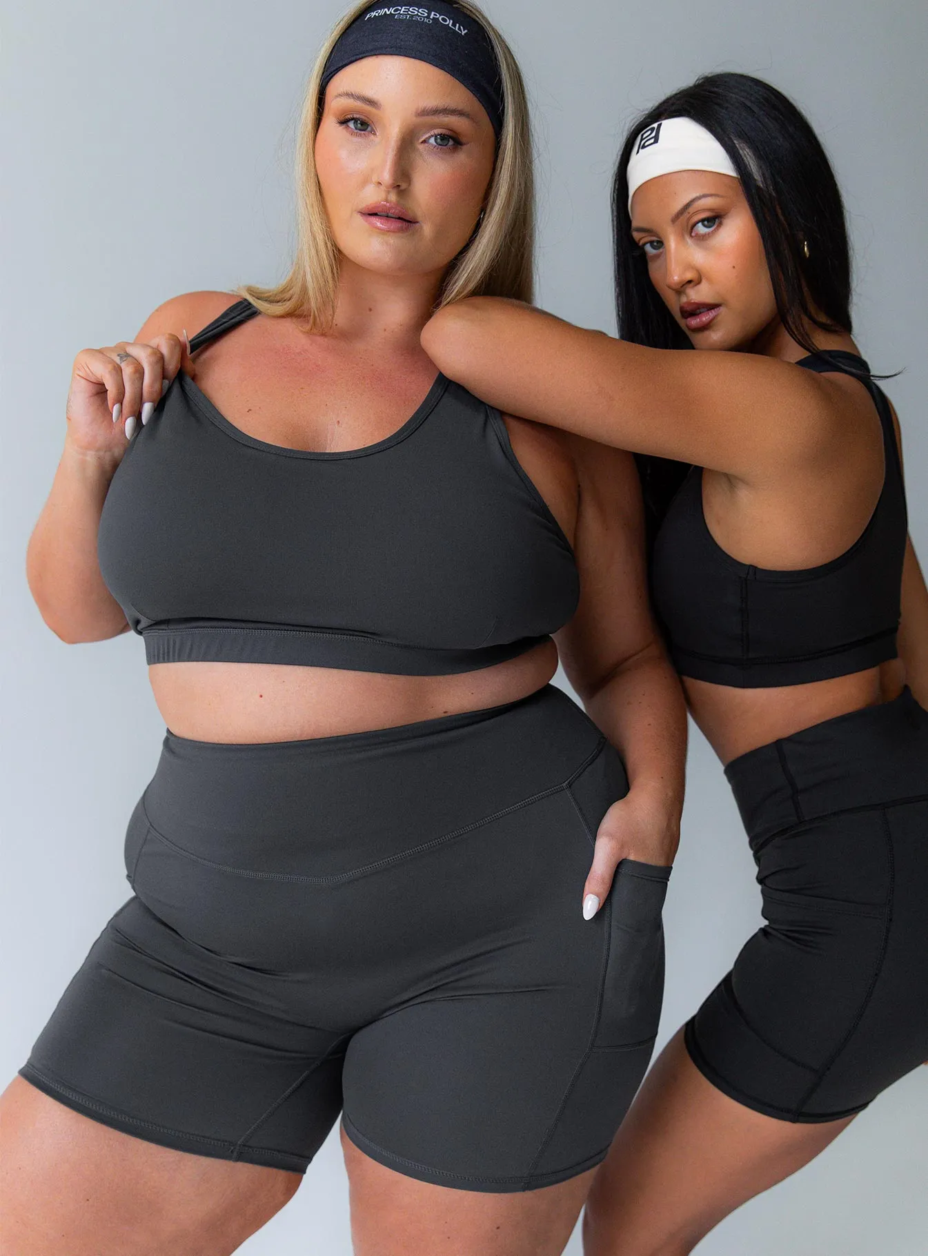 Conquer Activewear Shorts Grey Curve WrinkleFree Material Photo Glam