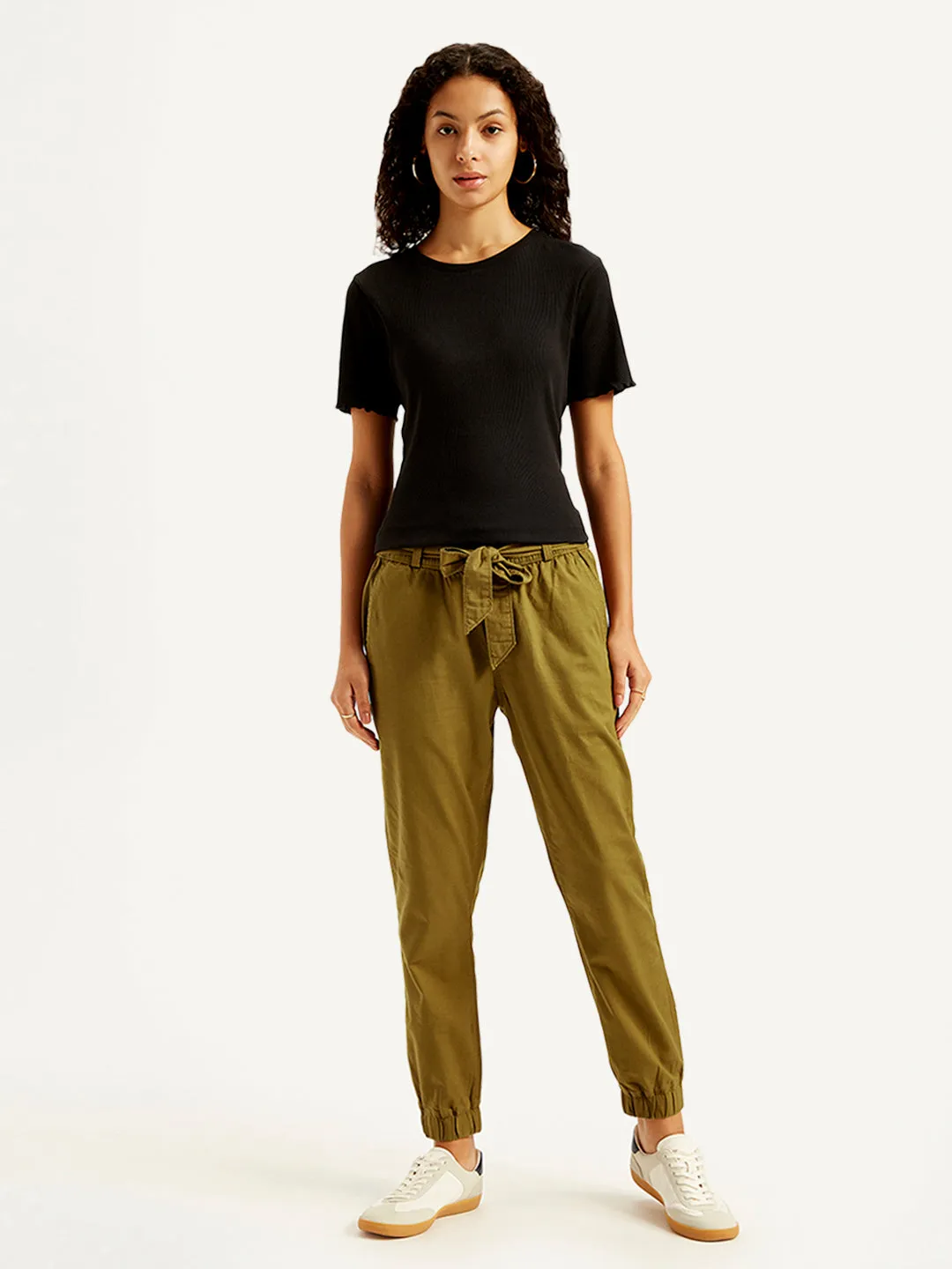 Women's High Rise Brown?Regular Fit Joggers Petite Fit
