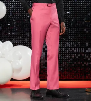 Eco Friendly Material Soft Fabric Slim Fit Bright Pink Solid Suit Pants