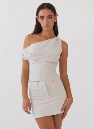 Marissa Linen Mini Skirt - Oatmeal City Layering