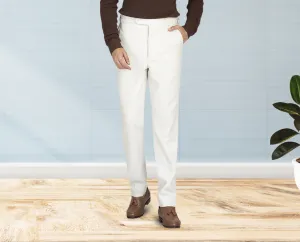 Cream Wool Flannel Pant Decorative stitching Durable Construction