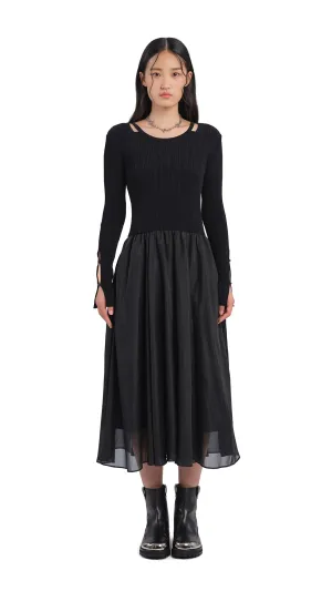 Reinforced Hem Modern Chic Cut-Out 2 In 1 Knit Dress