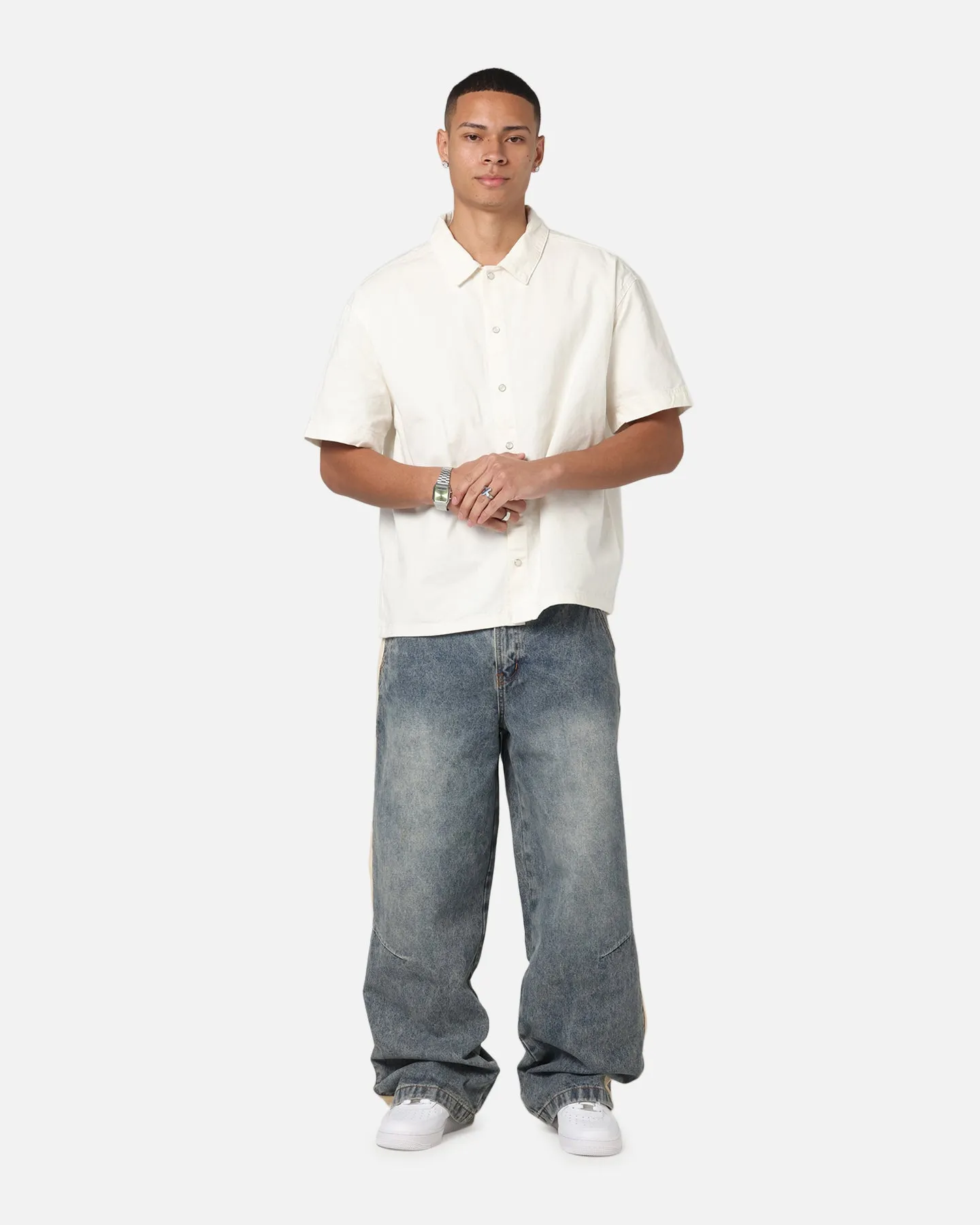 Saint Morta Amplus Sidewinder Jeans Dirty Denim/Off White Soft Eco Friendly