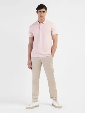 Men's Geometric Print Polo T-shirt TemperatureRegulating Layer Heather Effect Weaving