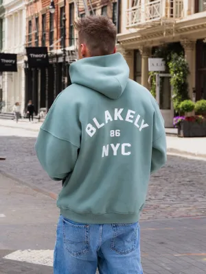 City Edge Zippered Closure NYC Relaxed Hoodie - Sage Green