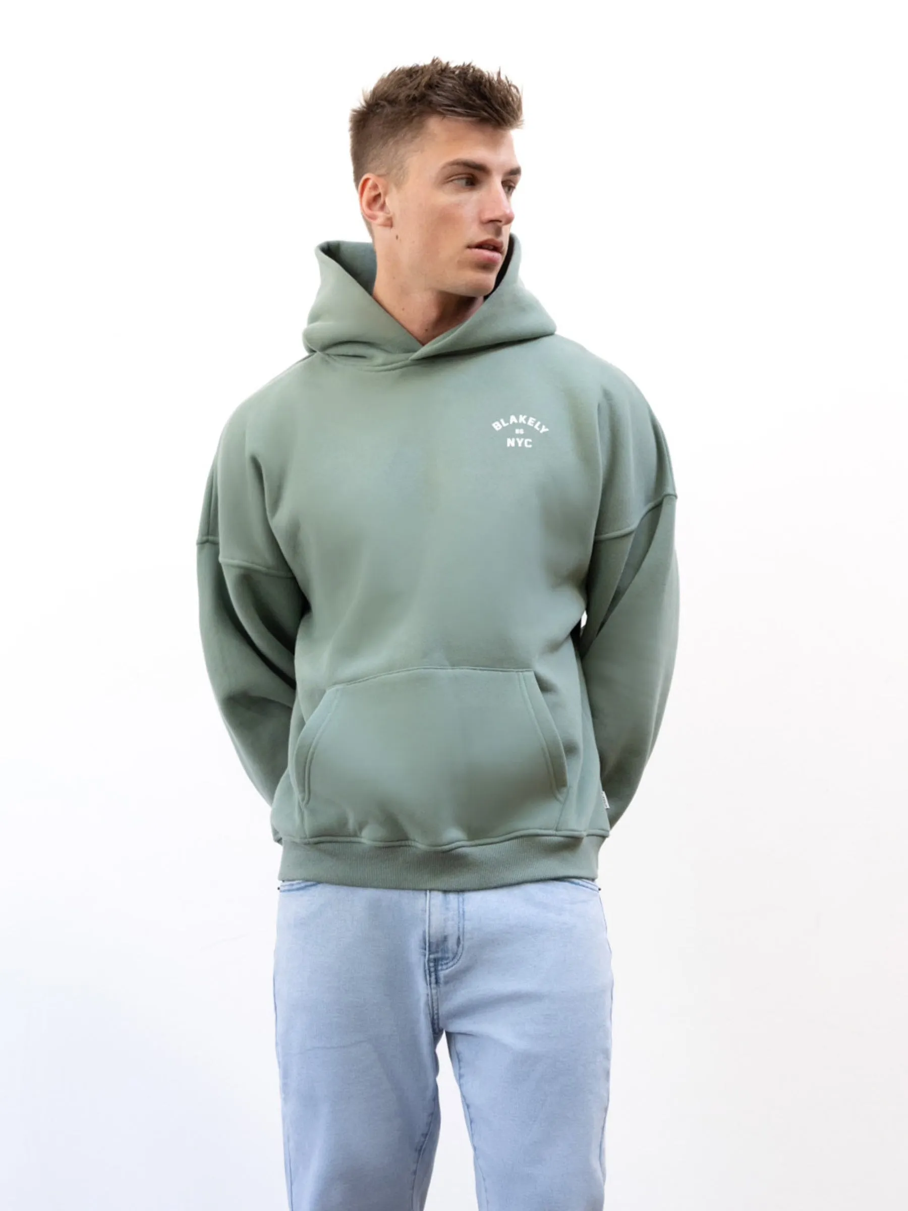 NYC Relaxed Hoodie - Sage Green Youthful Appeal