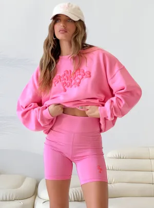 Adjustable Waistbands Princess Polly Bike Shorts Squiggle Text Pink / Red