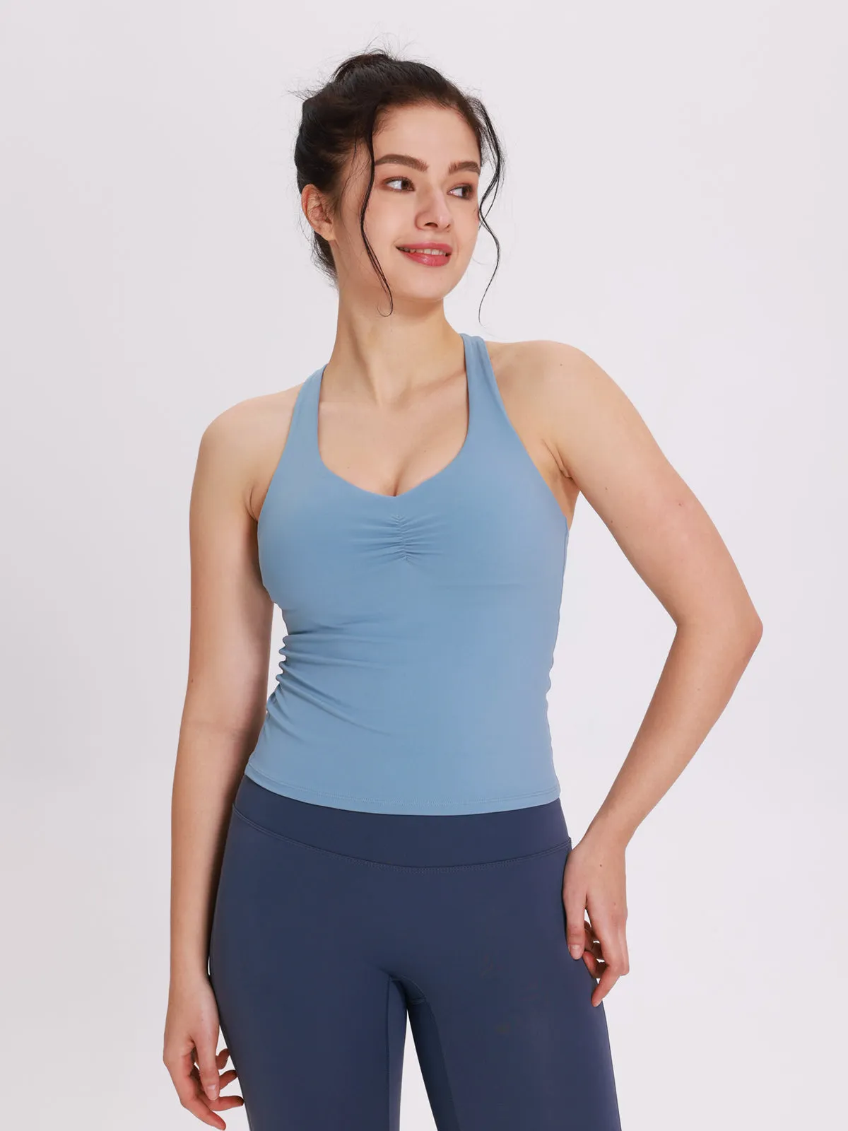 Collared Shirt Women's Yoga Tank Tops With Built In Bra Fitness Athletic Camisole AirflowVents