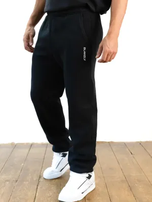 Italic Linear Relaxed Sweatpants - Black Training Wear Adjustable Closure