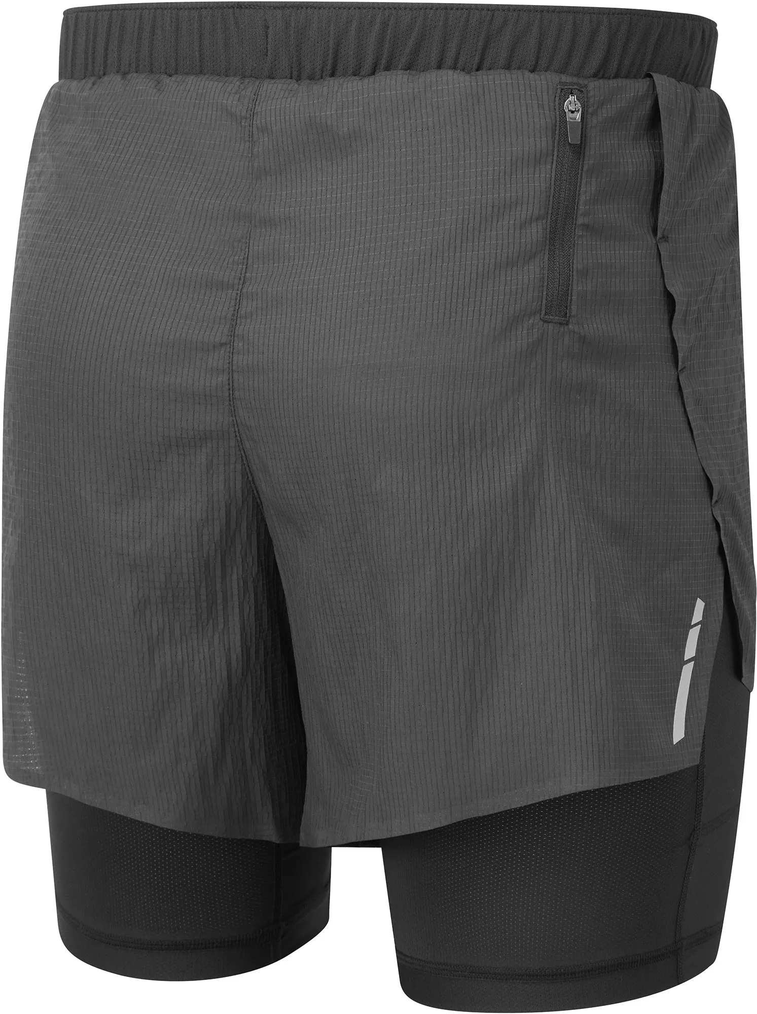 Ronhill Tech Race Twin 2 In 1 Mens Running Shorts - Black Durable Hem Finishing