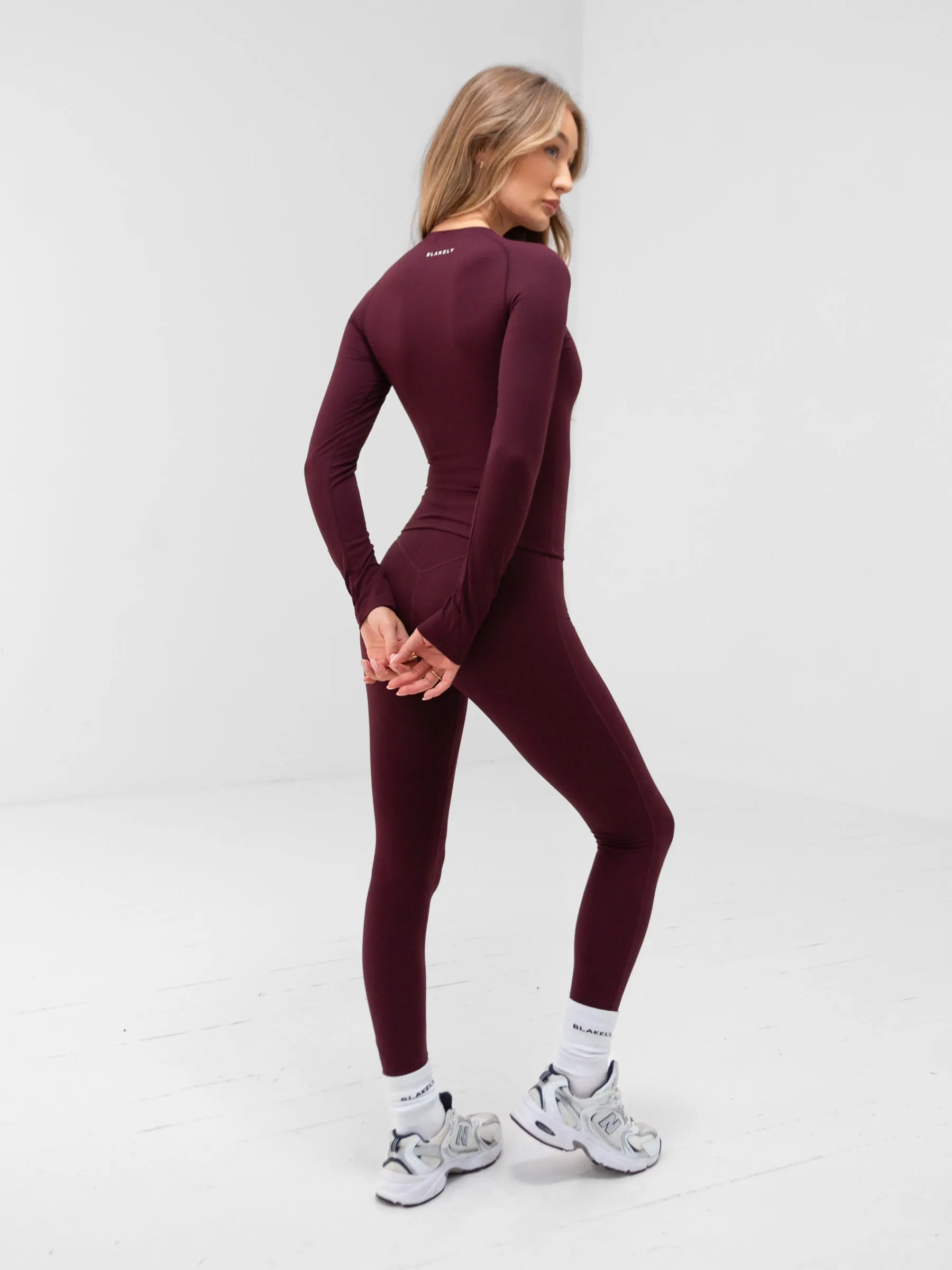 Apex Pro Long Sleeve Top - Deep Burgundy ReinforcedHems