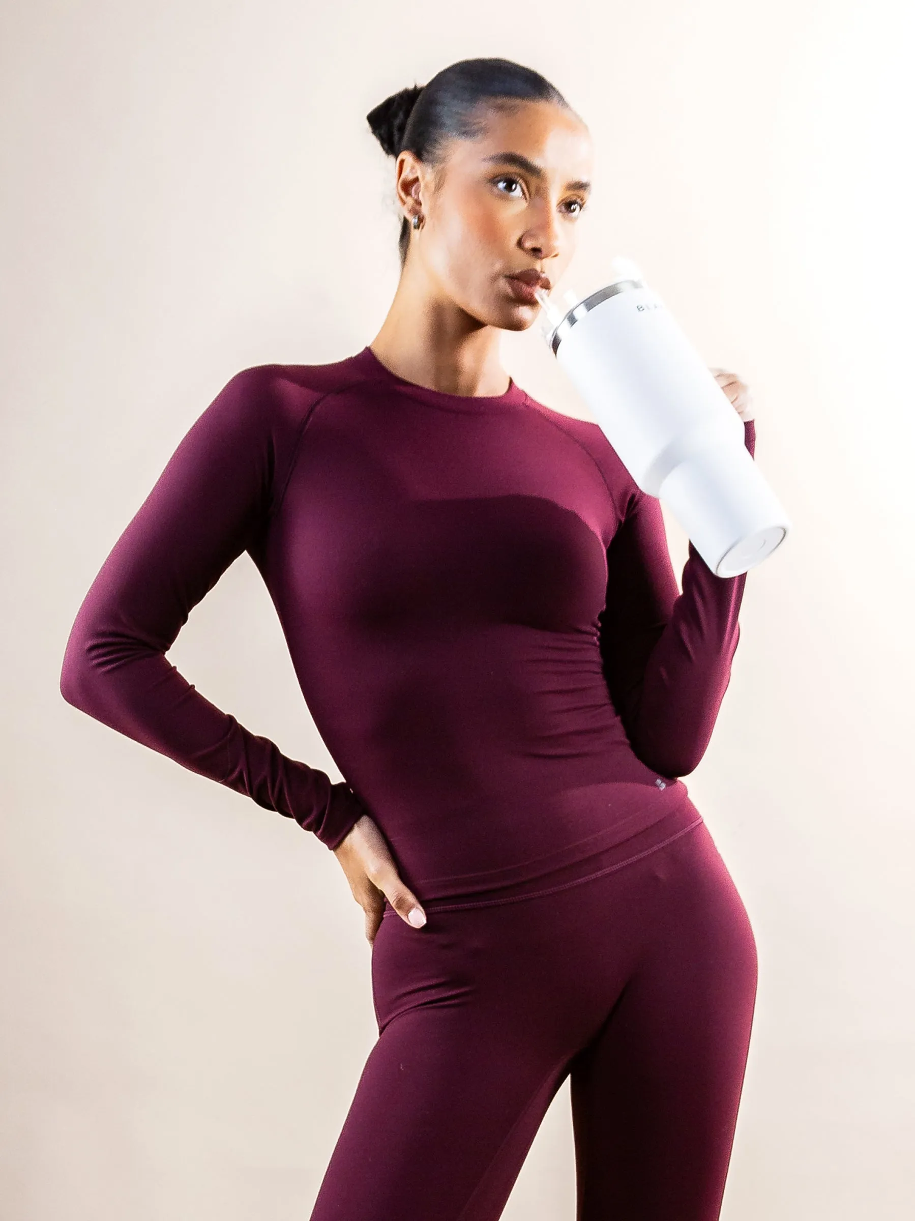 Casual Comfort Wear Apex Pro Long Sleeve Top - Deep Burgundy