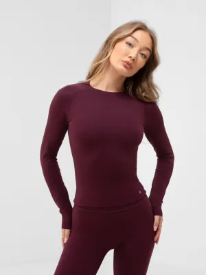Retro nostalgia Apex Pro Long Sleeve Top - Deep Burgundy