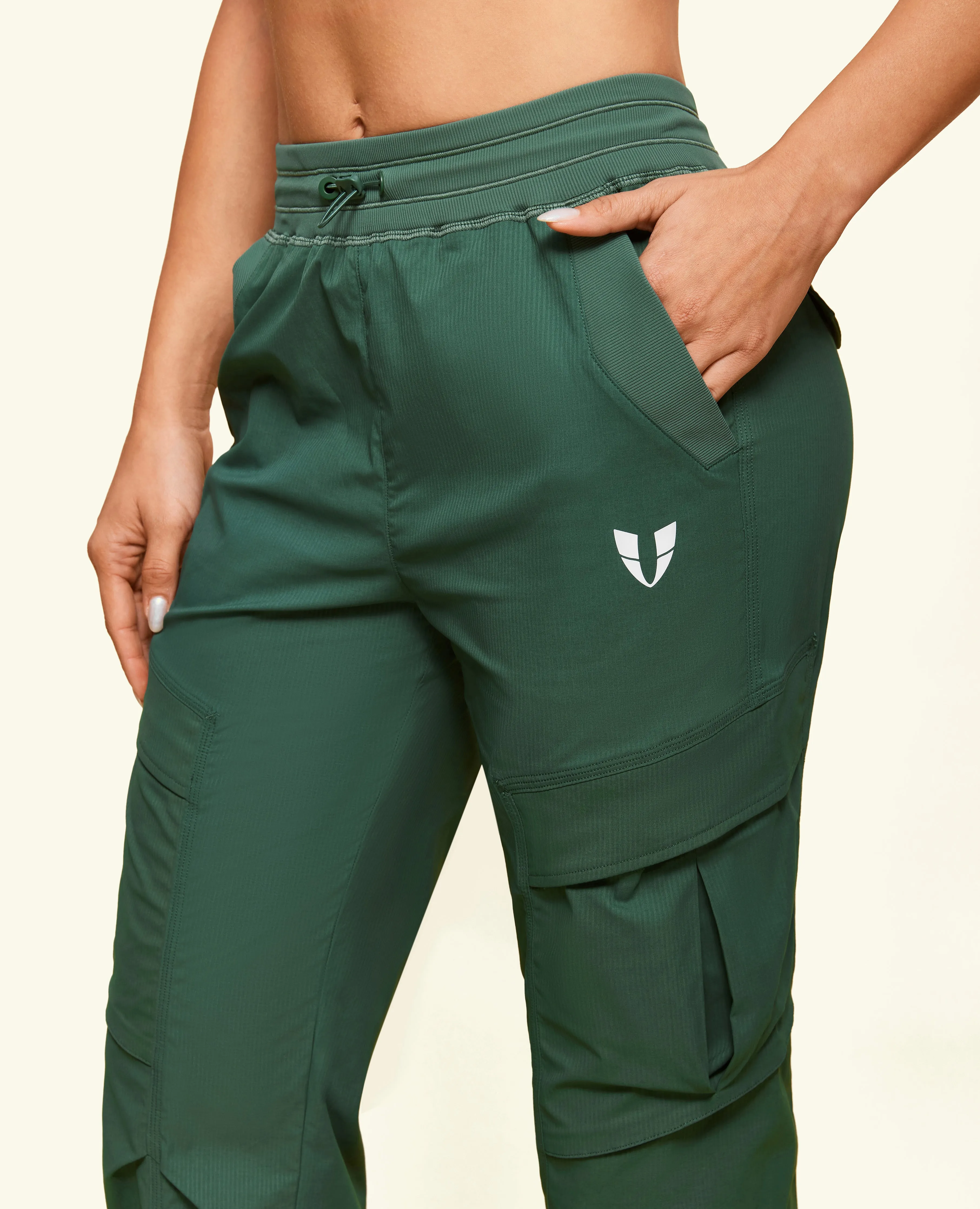 Hiking Trail Loose Fit Drawstring Pocket Loose Fit Pants - Grey Copper Green