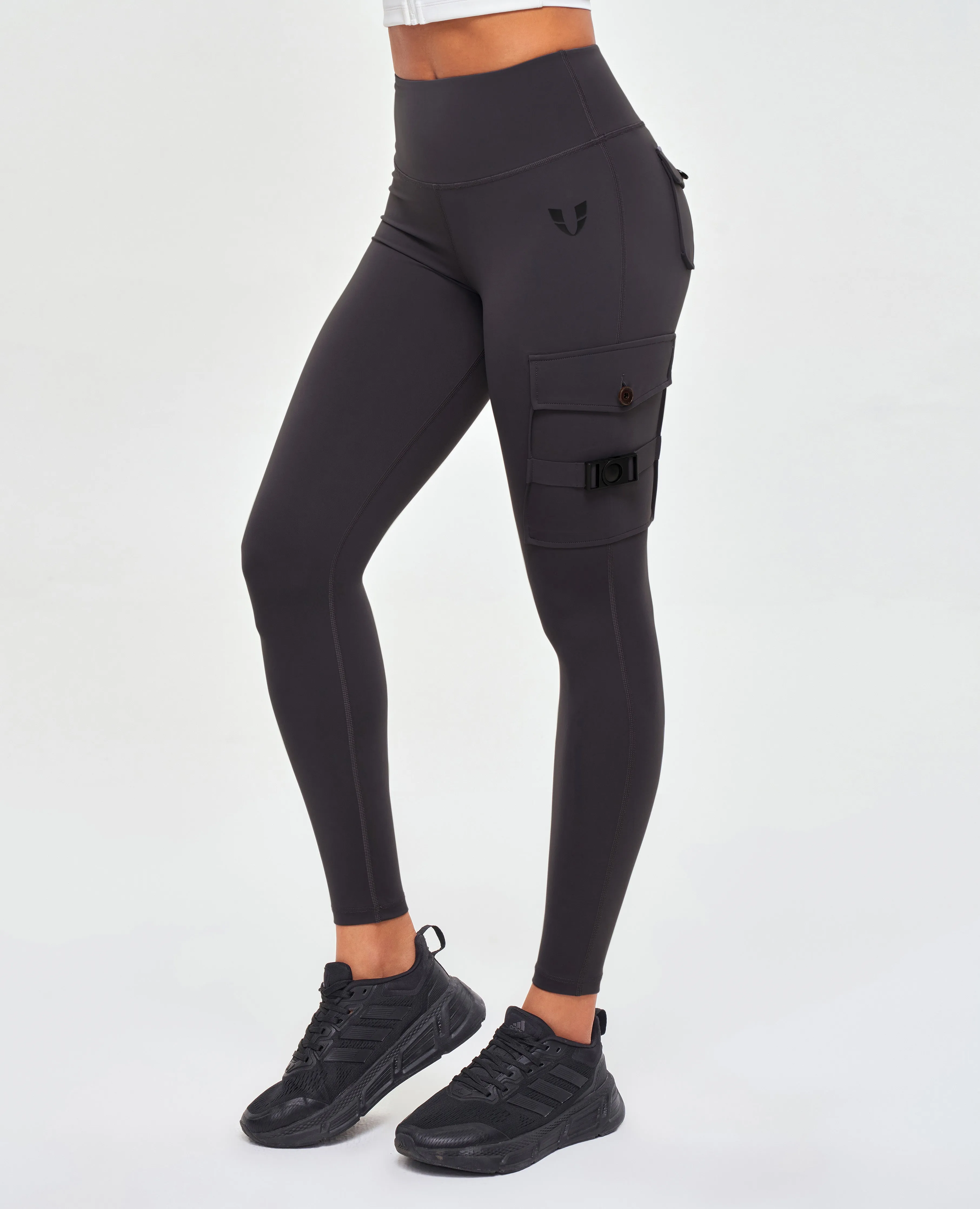 Cargo High Waisted Pocket Leggings - Gray Ergonomic Fit