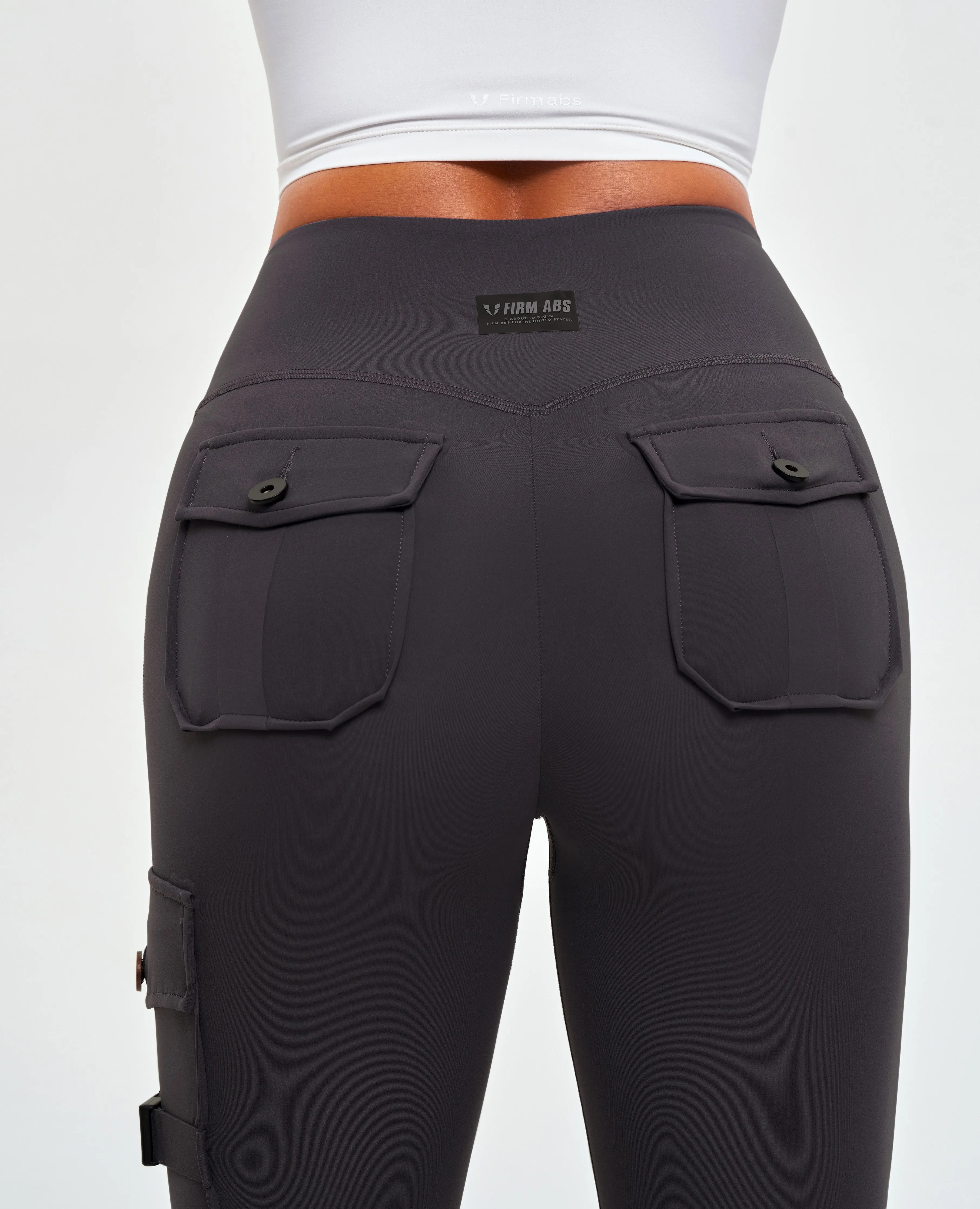 Motion Ready Cargo High Waisted Pocket Leggings - Gray