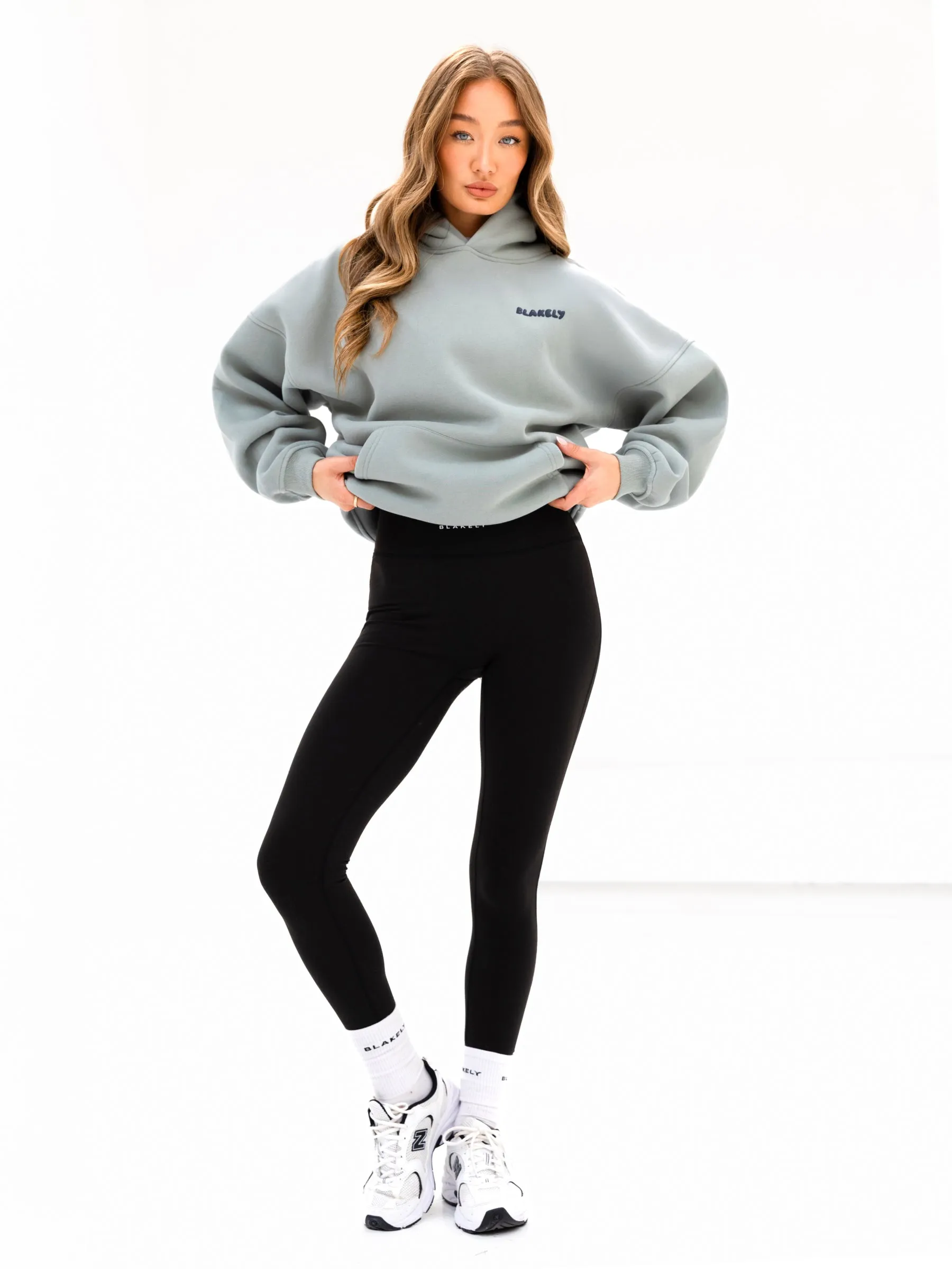 Active Apparel Family outing Cloud Print Oversized Hoodie - Mineral Blue