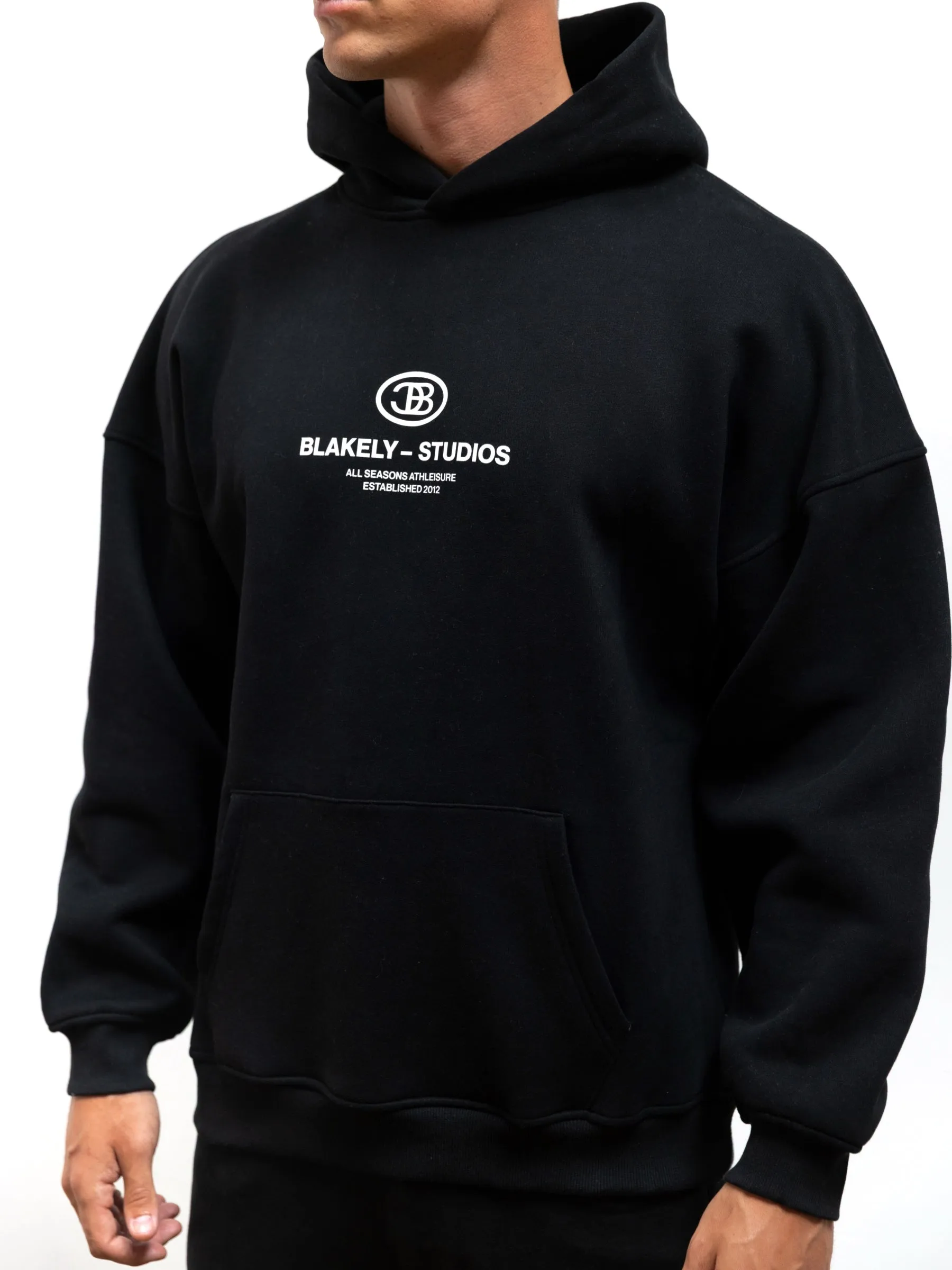 Zippered Pockets Mercer Relaxed Hoodie - Black