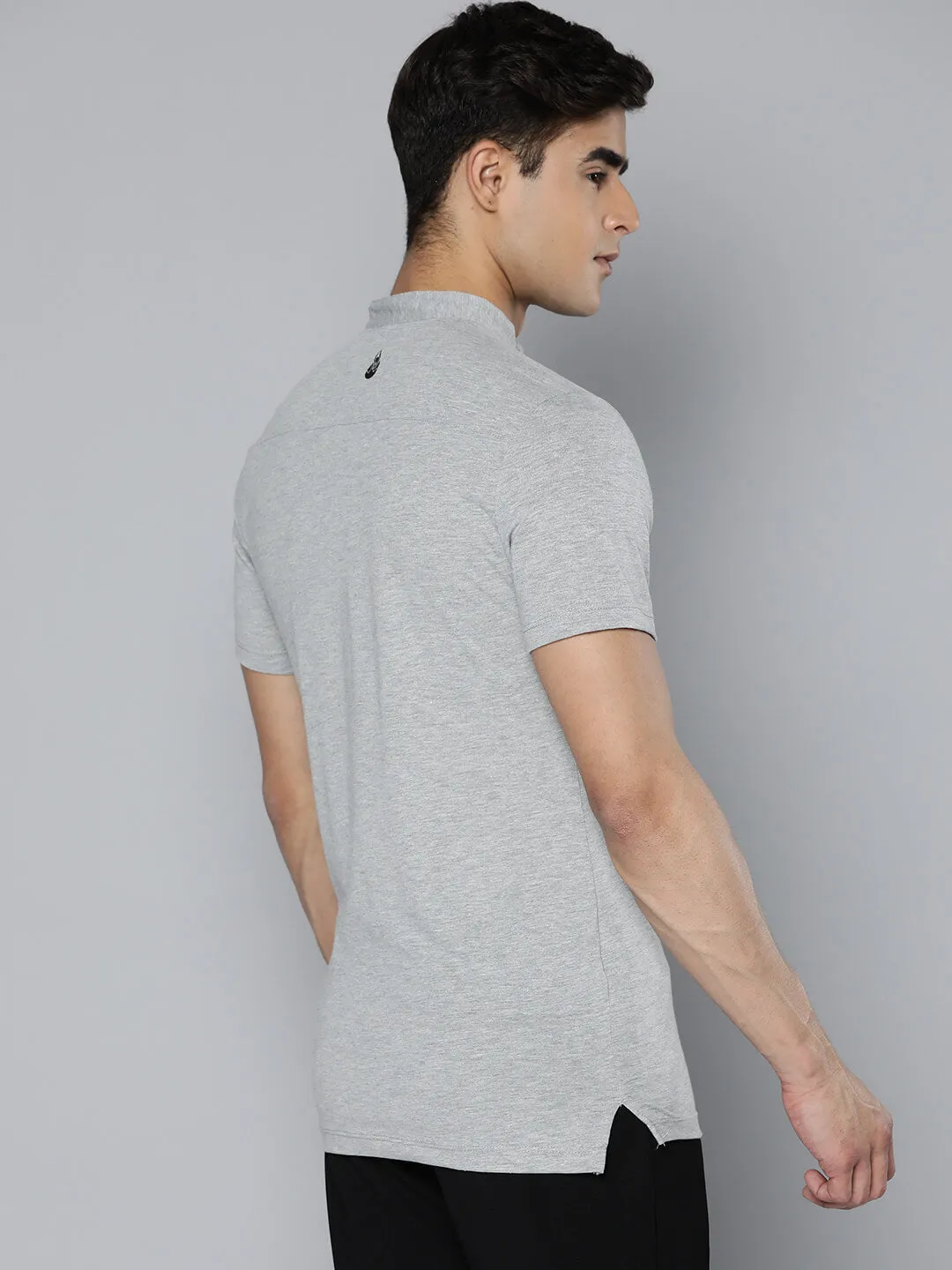 Work Appropriate Effortless Style Grey Polo Collar Dry Tech Yoga or Gym T-shirt