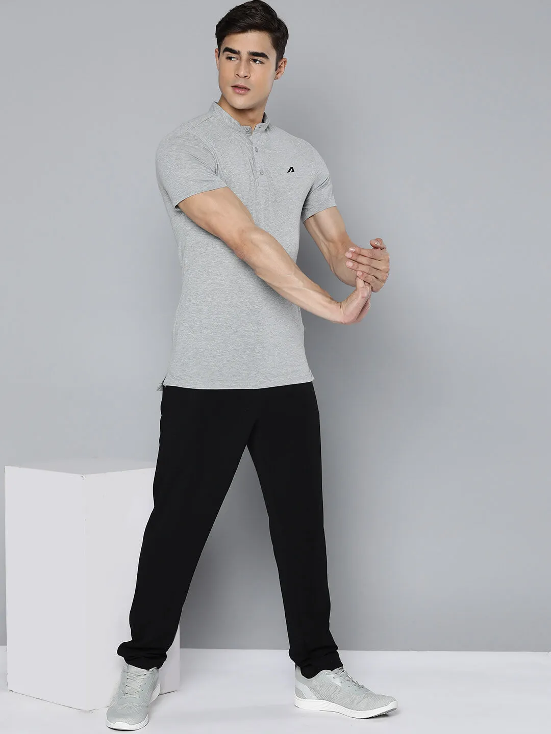 QuickDry Technology Heather Effect Weaving Grey Polo Collar Dry Tech Yoga or Gym T-shirt