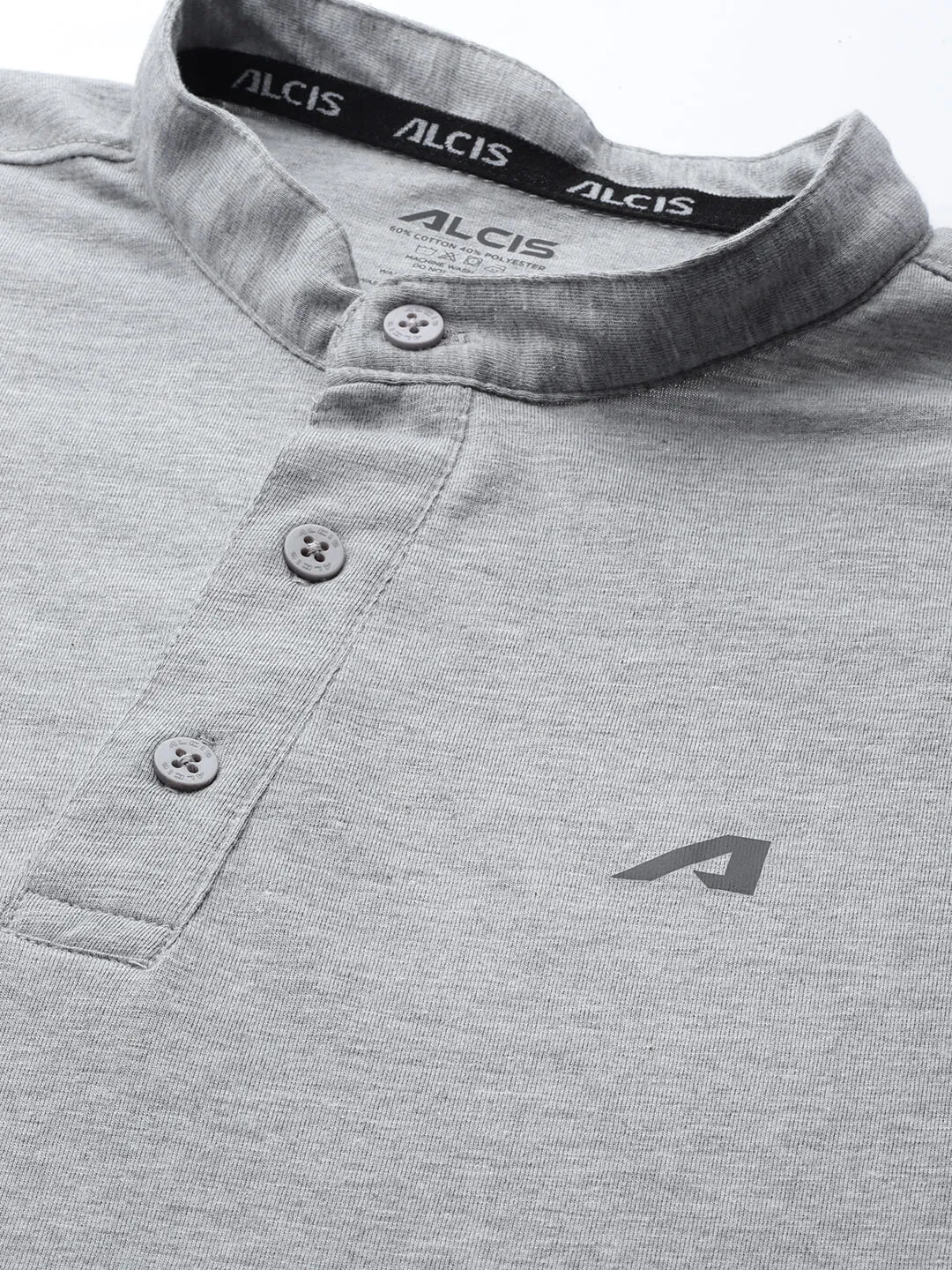 Snap Button Closure Grey Polo Collar Dry Tech Yoga or Gym T-shirt