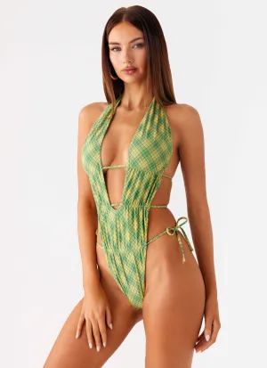 Dandara Cut Out Swimsuit - Jungle Check High Elasticity Seamless