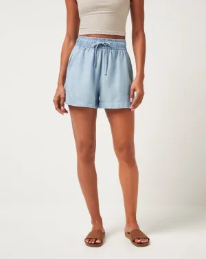 Chambray Short Gusseted Crotch Wide Leg Silhouette