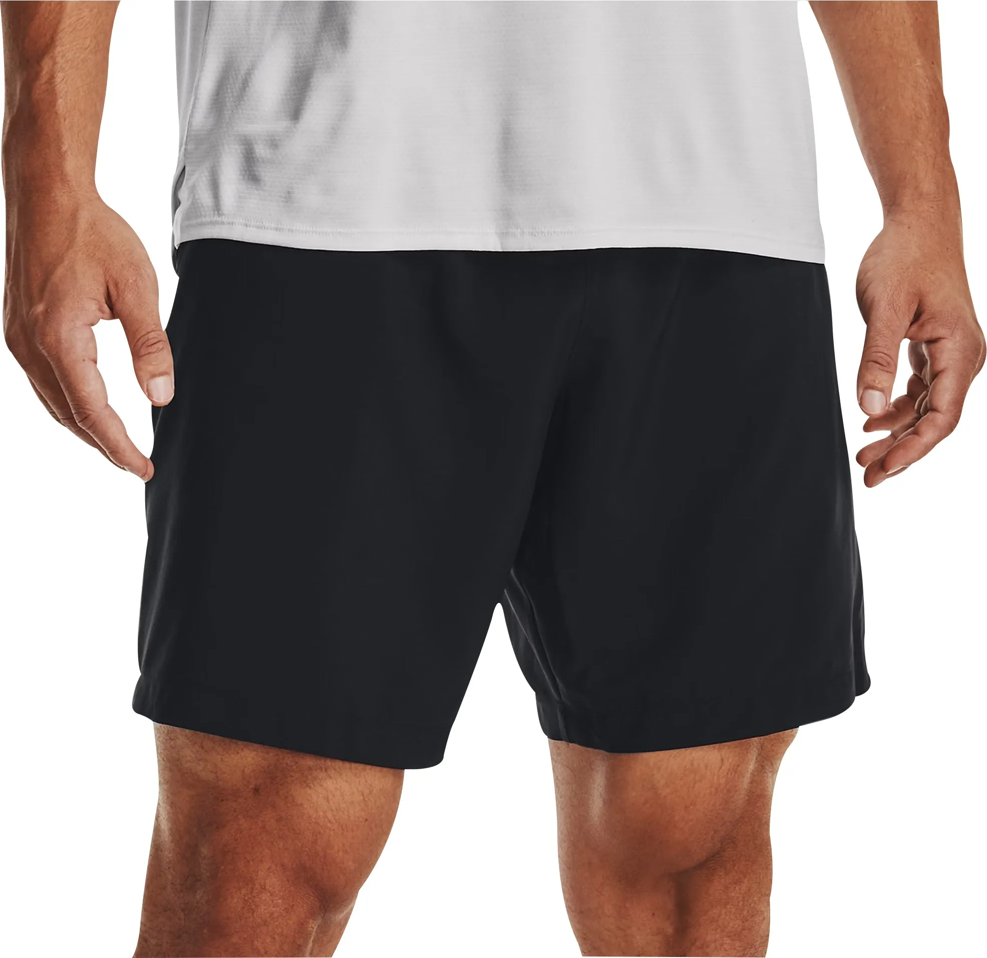 Under Armour Woven Graphic Mens Running Shorts - Black anti slip grip Mesh Ventilation Zones