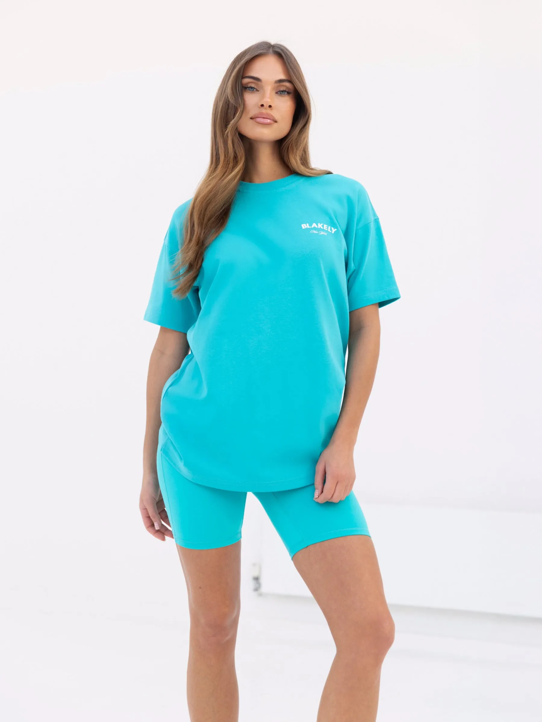 NY Crest Oversized T-Shirt - Aqua Perfect for Travel