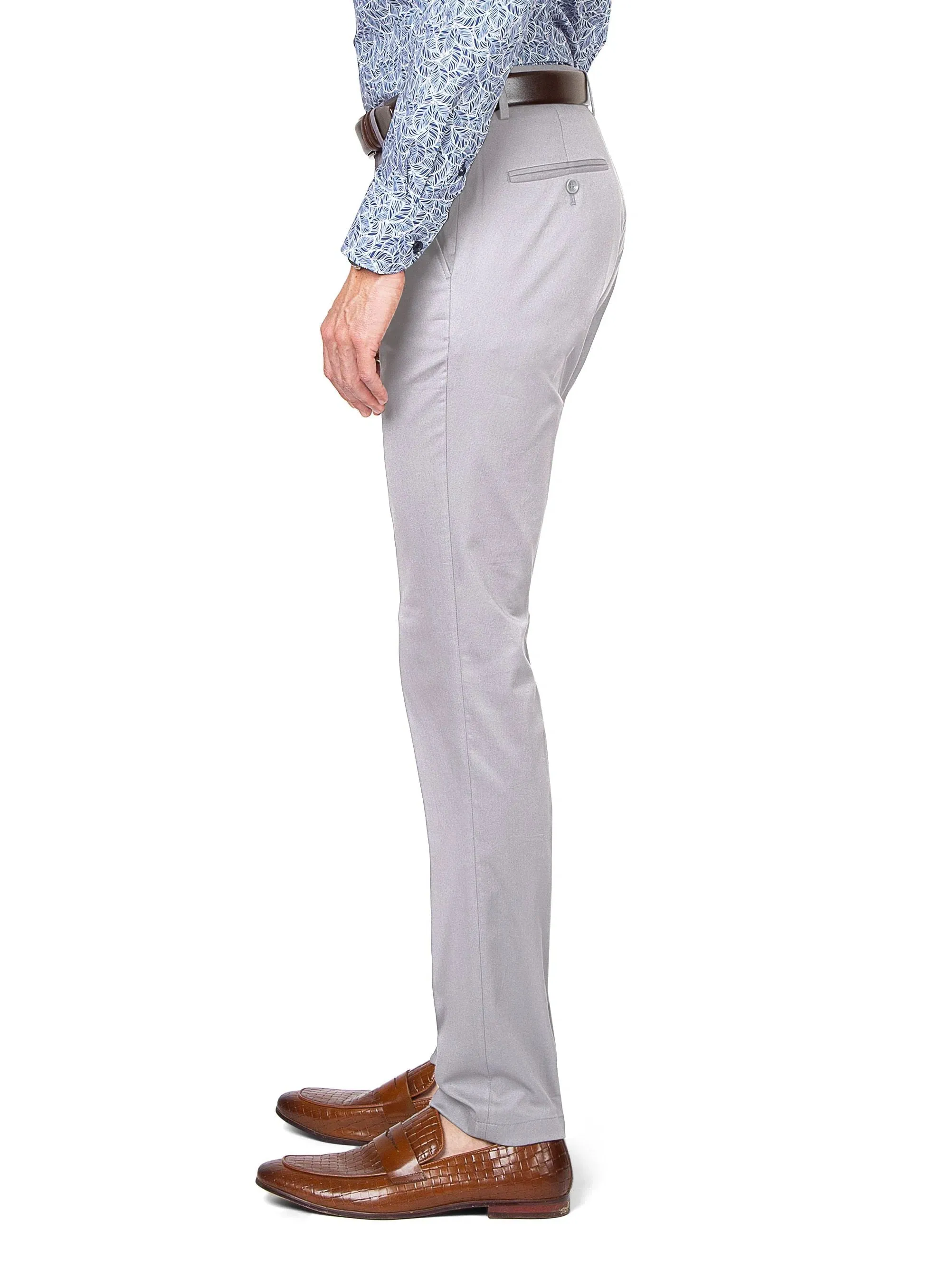 Odor Control Fabric Brera Cotton Silver Grey Chino Pants