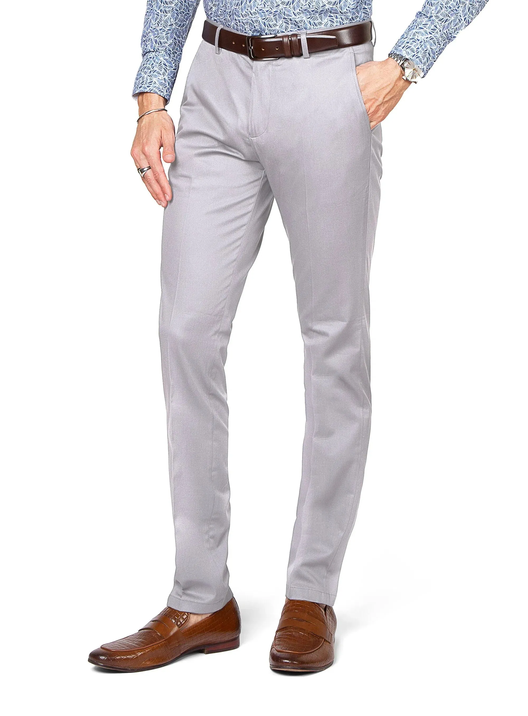 Casual Layering Brera Cotton Silver Grey Chino Pants