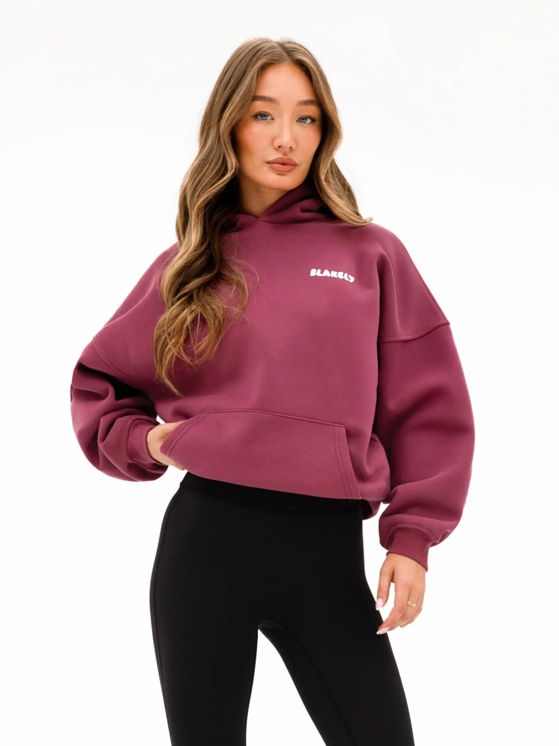 All-Season Wear Unique Design Cloud Print Oversized Hoodie - Dark Pink
