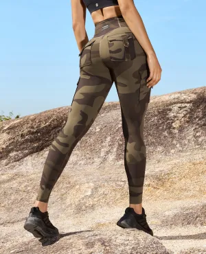 High Waisted Cargo Leggings - Army Green Camo Park Run For Kids Everyday Use
