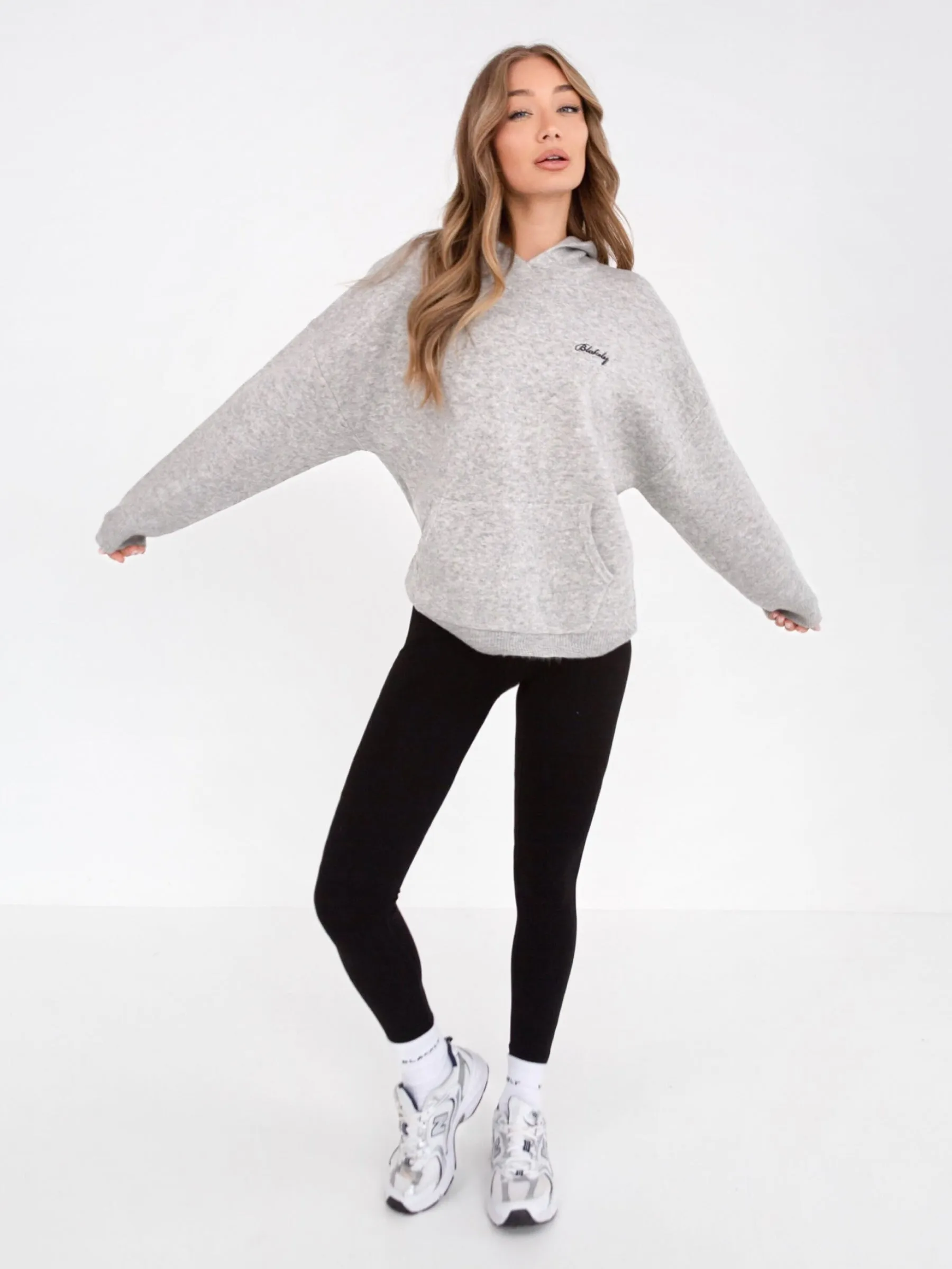 Raccoon like Comfort First Oversized Knitted Hoodie - Marl Grey