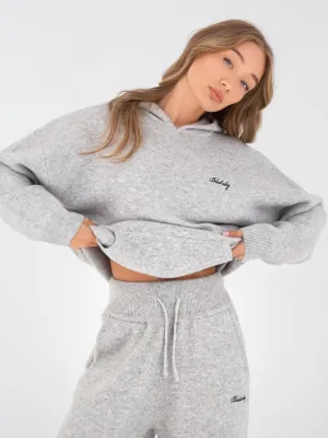 Oversized Knitted Hoodie - Marl Grey microfiber Street Fit Style