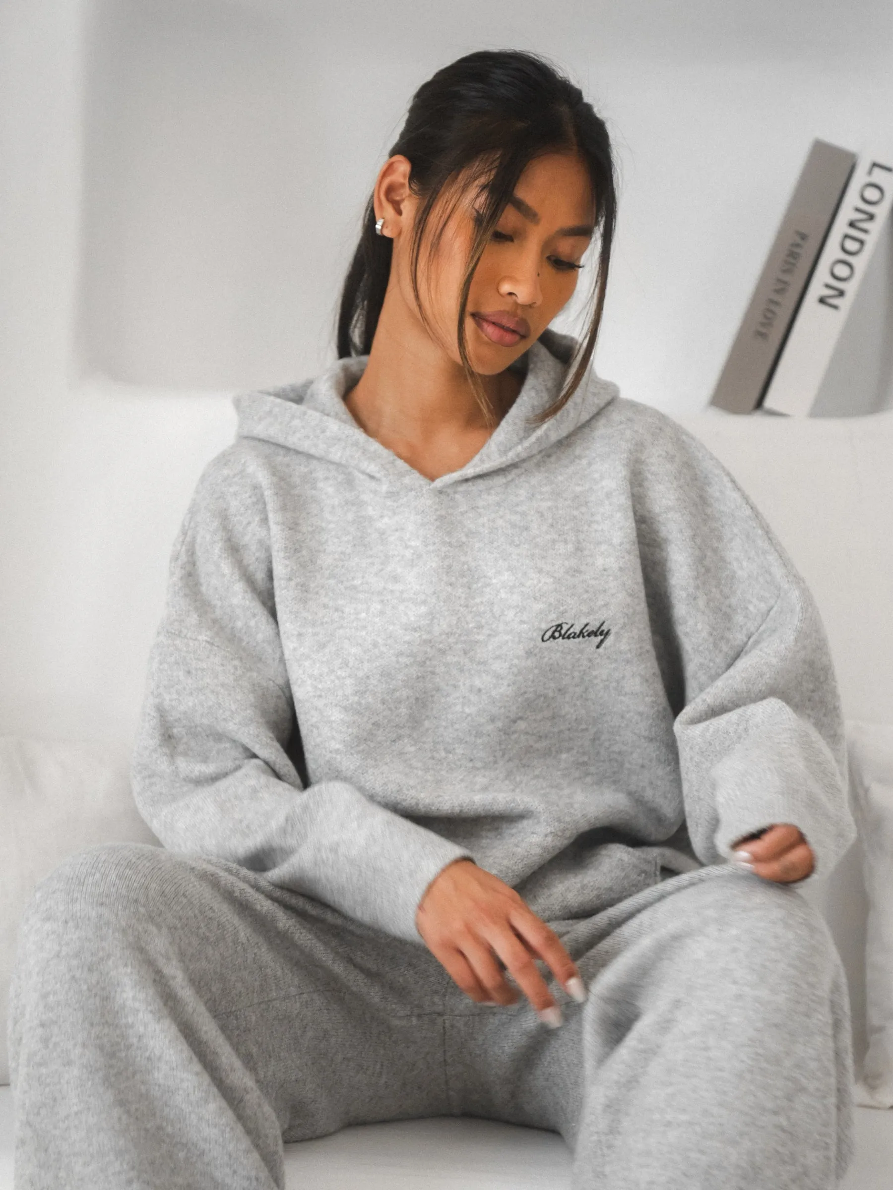 Oversized Knitted Hoodie - Marl Grey Mountain Climbing