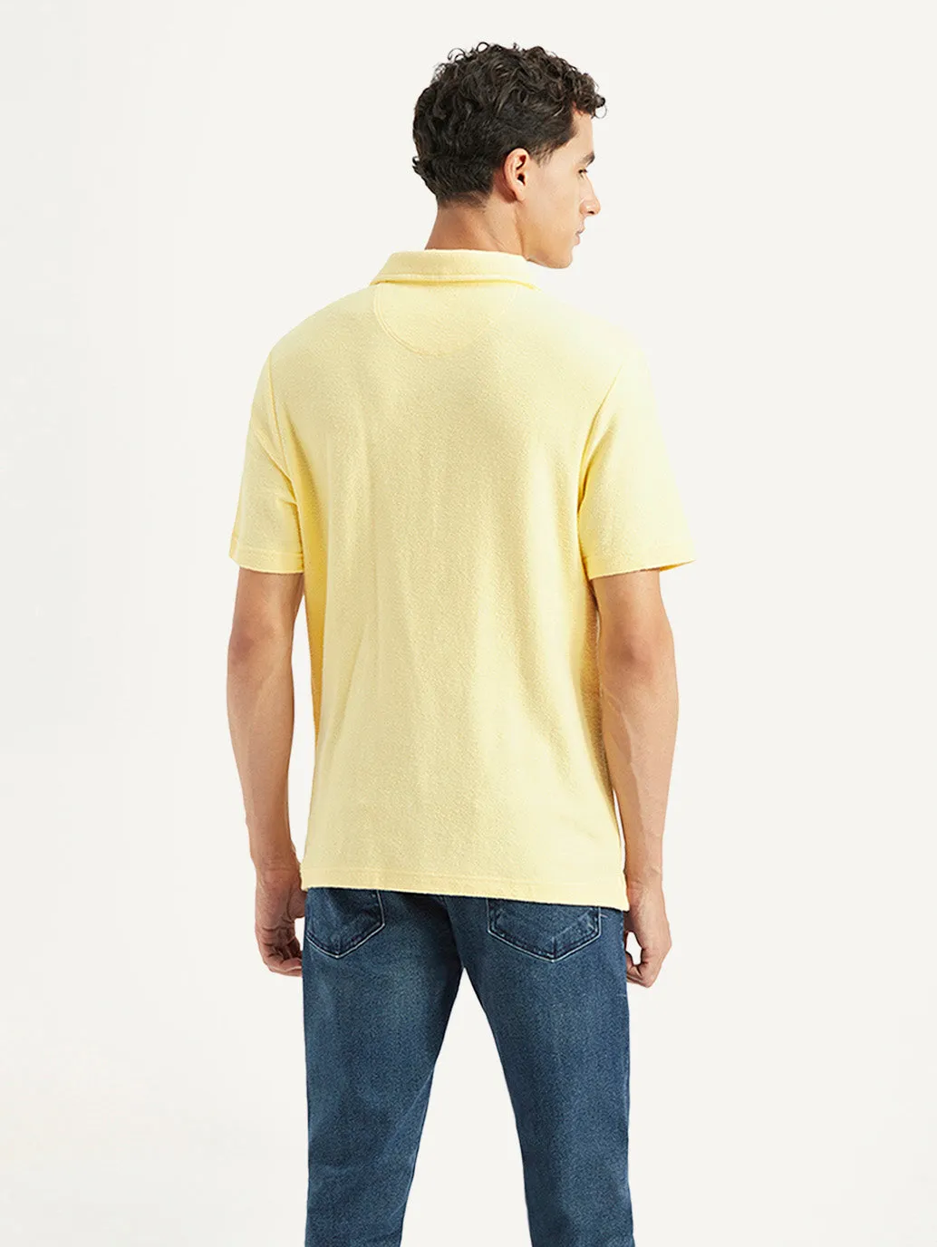 Men's Polo Collar Polo T-shirt Herringbone Texture