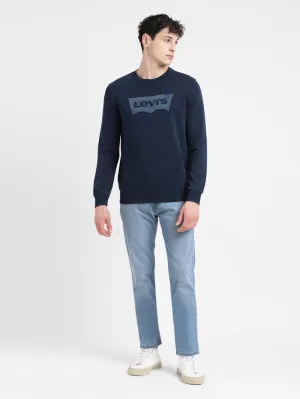 Lightweight Layer Men's Solid Blue Crew Neck Sweatshirt