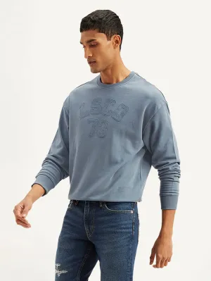 Men's Typographic Blue Crew Neck Sweatshirt group style