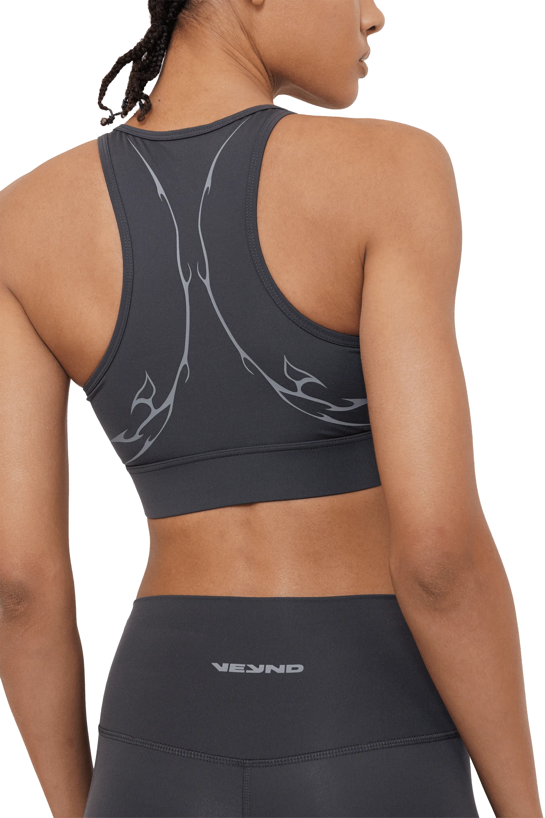Cyclists of all ages SPORTS BRA HIGH NECK GRAY VEINS GRAPHIC  - GRAY